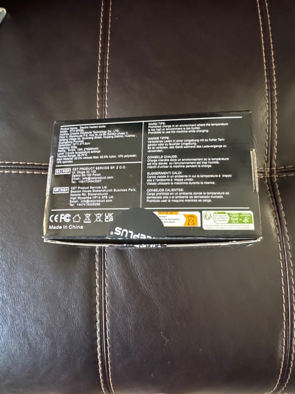 Rechargeable Heated Socks – Black - Picture 2 of 3